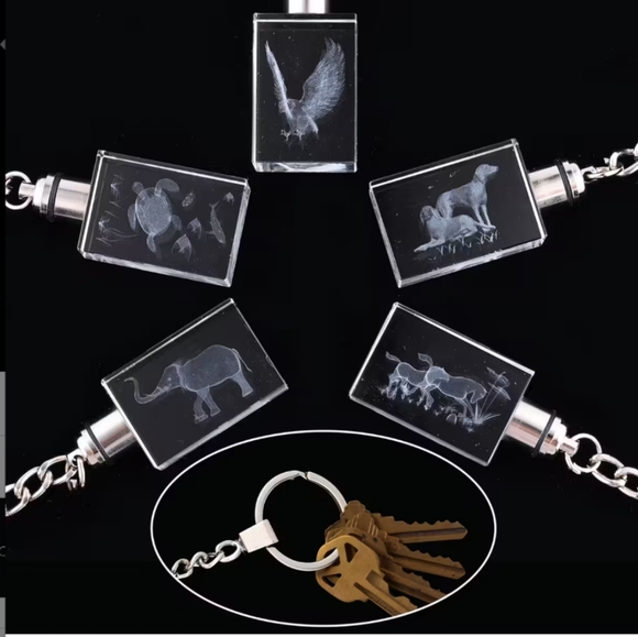 5 Piece Crystal LED Keychains (Rectangular) - Picture 2 of 13